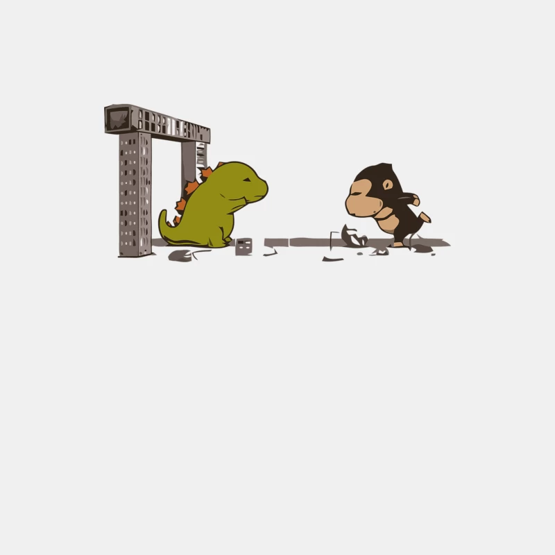 Cute Cartoon Dinosaur and Monkey Cause Jurassic Park Mayhem Male Tank Top