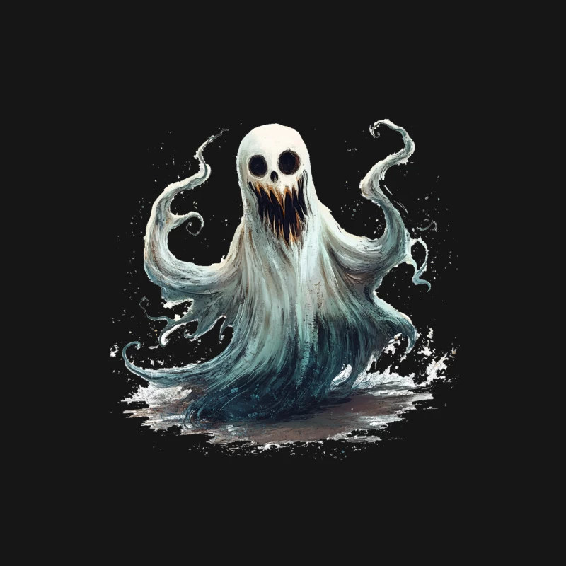 Ethereal Ghost Monster with Haunting Expression Male Long Sleeve T-Shirt