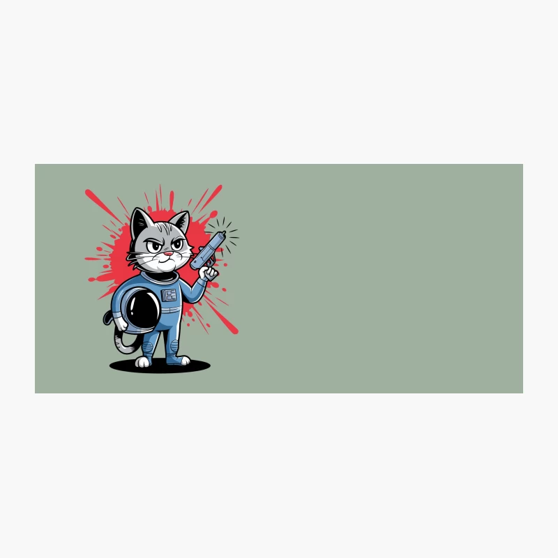 Armed Astronaut Cat Cartoon Character Coffee Mug
