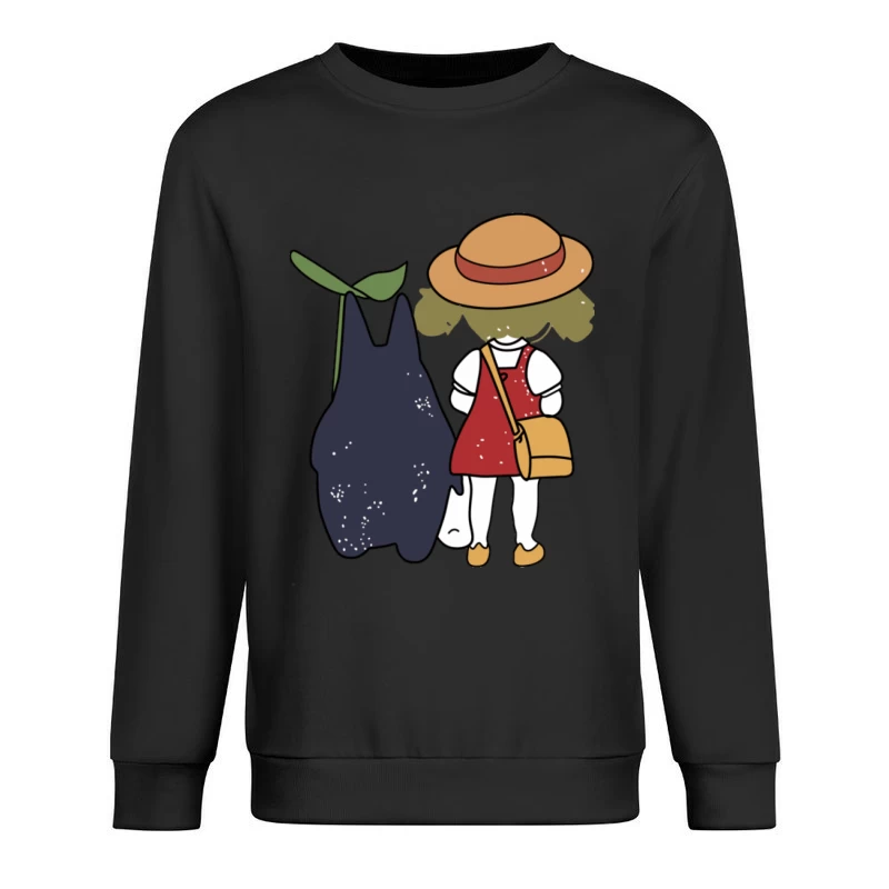 Mädchen mit Hut und Fantasiewesen Herren Pullover Sweatshirt