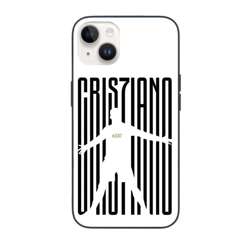 Minimalist CR7 Silhouette with Striped Background Design iPhone Case