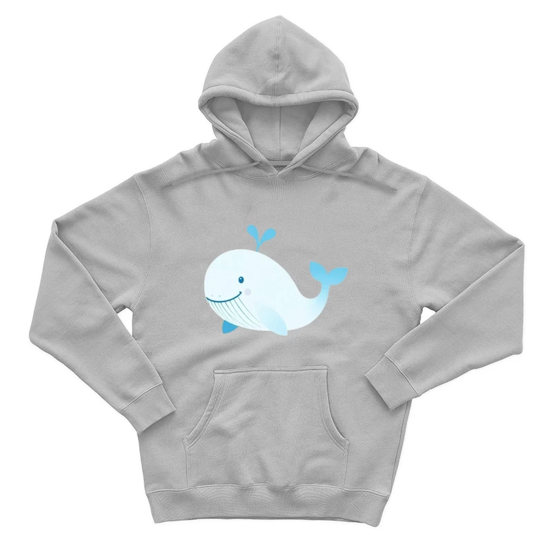 Cute Blue Cartoon Whale Illustration Male Pullover Hoodie