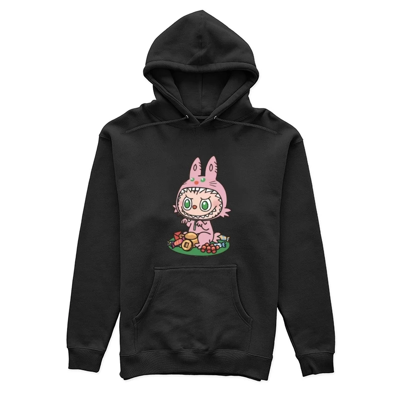 Kleines Monster im Hasenkostüm mit Süßigkeiten Damen Pullover Hoodie