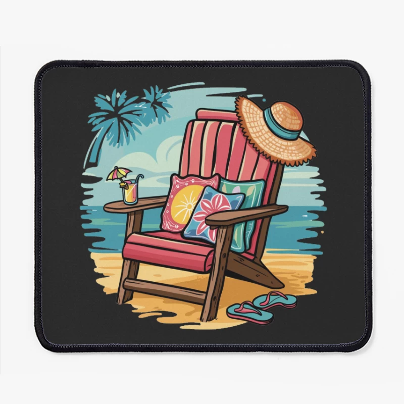 Relaxing Beach Chair Setup with Summer Accessories Mouse Pad