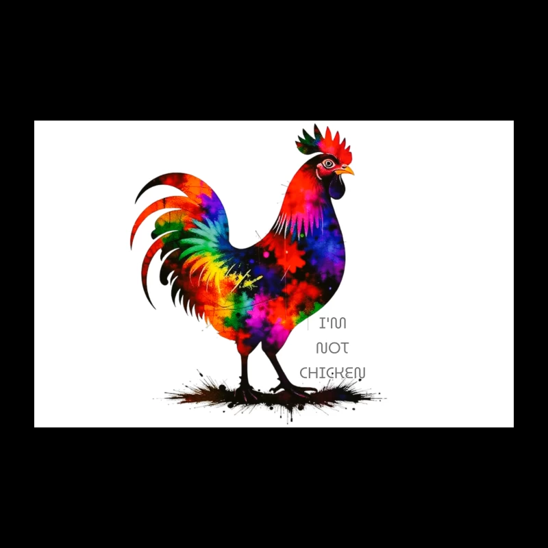 Rainbow Watercolor Rooster with Text Travel Mug