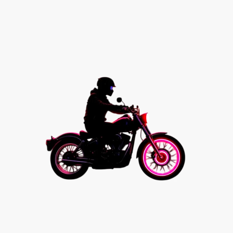 Silhouetted Motorcycle Rider with Neon Red Accents Cotton Tote Bag