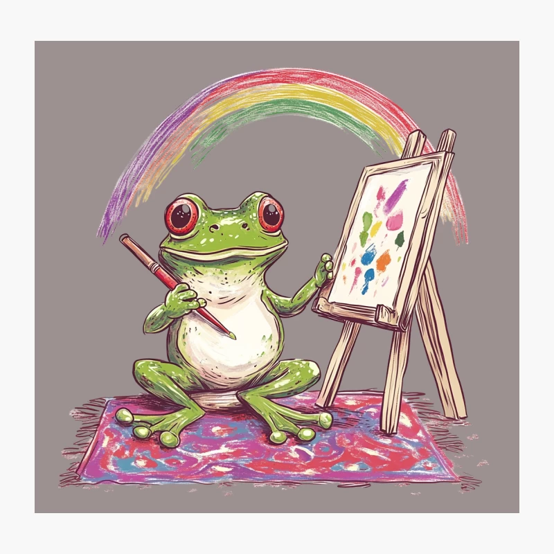 Artistic Frog Painting Rainbow Masterpiece Throw Pillow