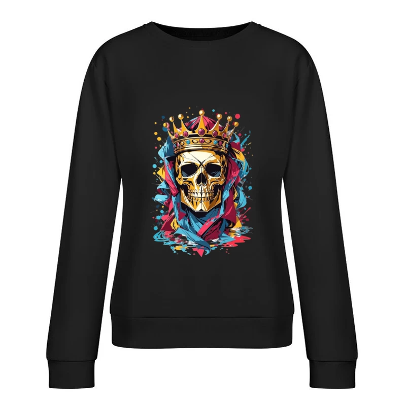 Artistic Skull with Crown Female Pullover Sweatshirt