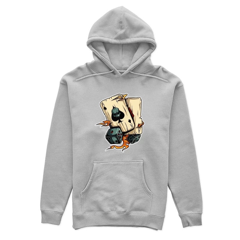 Skull and Playing Cards with Dice Female Pullover Hoodie