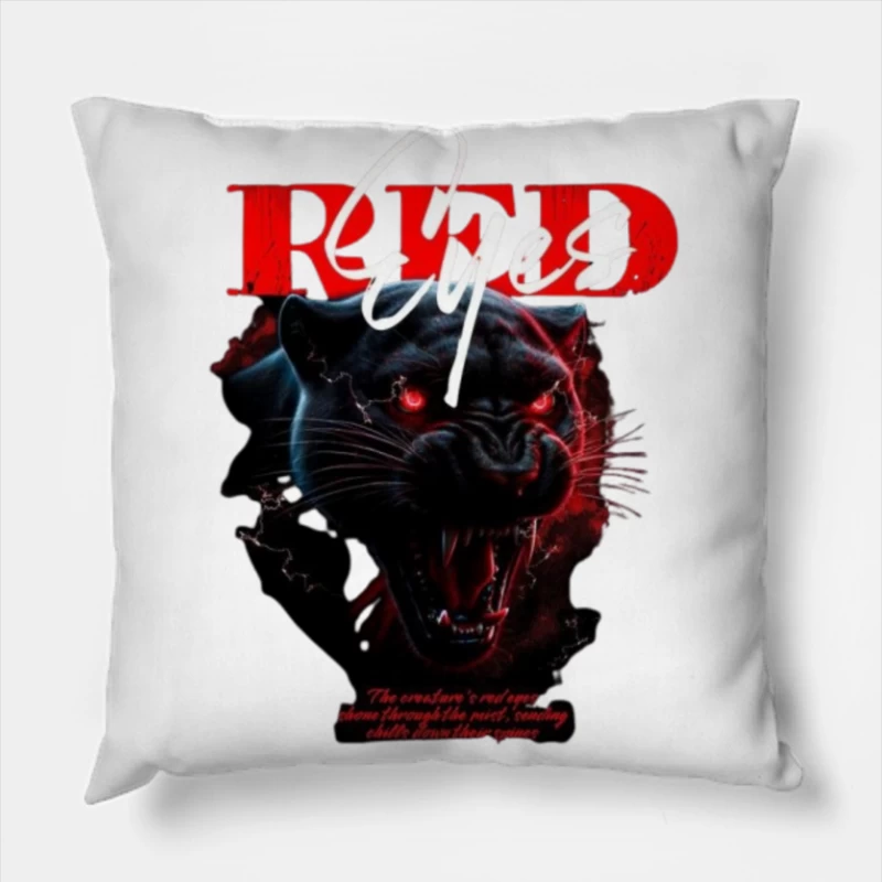 Menacing Black Panther Horror Art Design Throw Pillow