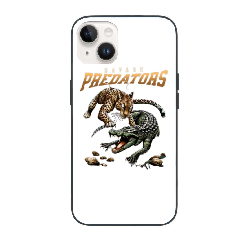 Savage Predators: Jaguar vs Crocodile Battle Art iPhone Case