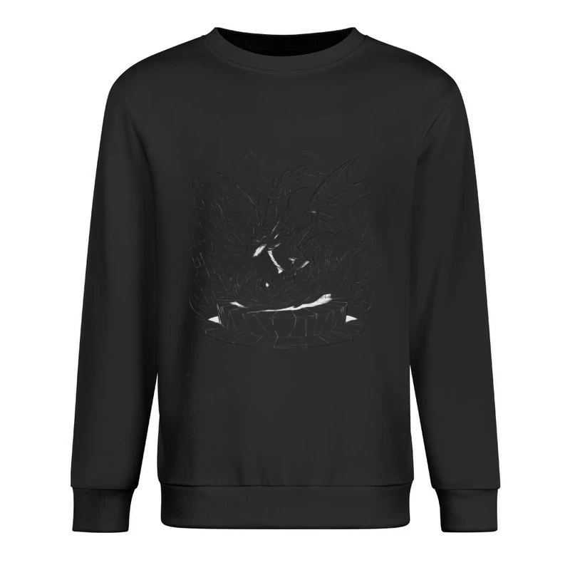 Mighty Dragon Ascending Amidst Flames Male Pullover Sweatshirt