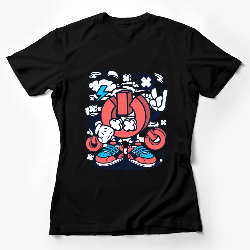 Dessin Énergique de Symbole Rock et Chaos Femme T-Shirt