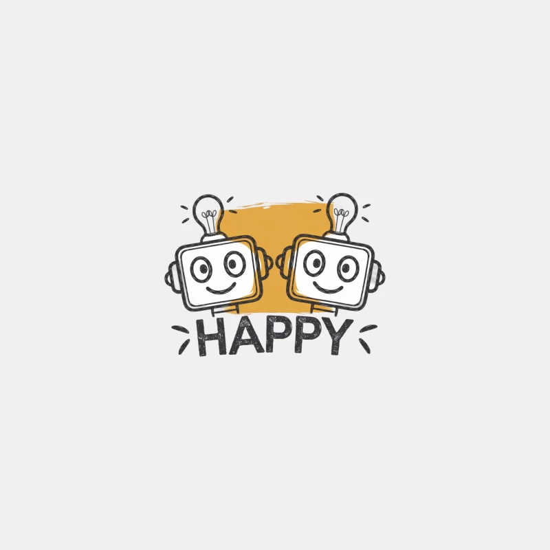 Cheerful Cartoon Robots with Light Bulb Ideas Male Tank Top