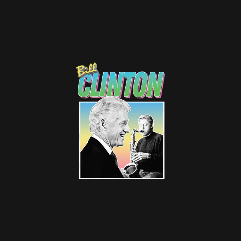 Bill Clinton Saxophone Graphic Design 90s Style Hipster Statement Tee Desk Mat