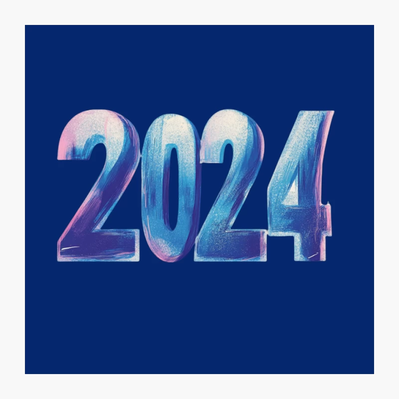 Vibrant Blue 2024 Typography for New Year Pin
