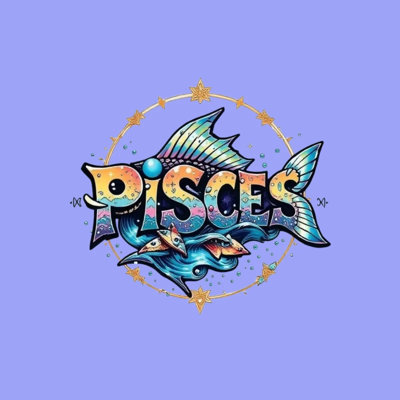 Colorful Pisces Zodiac Illustration Throw Pillow