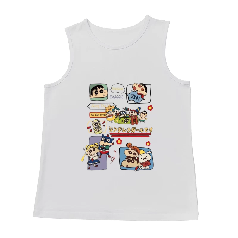 Lustige Anime-Charaktere und bunte Designs Herren Tanktops