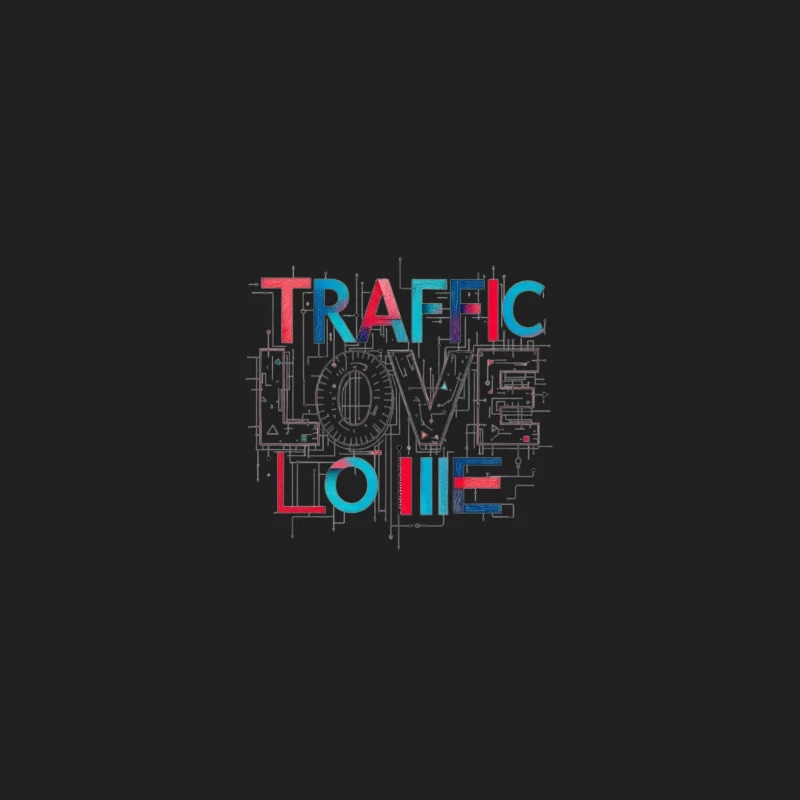 Traffic Love Typography with Technical Design Elements Bucket Hat