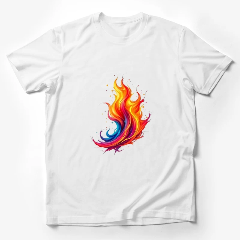 Vibrant Rainbow Flame Abstract Art Male T-Shirt