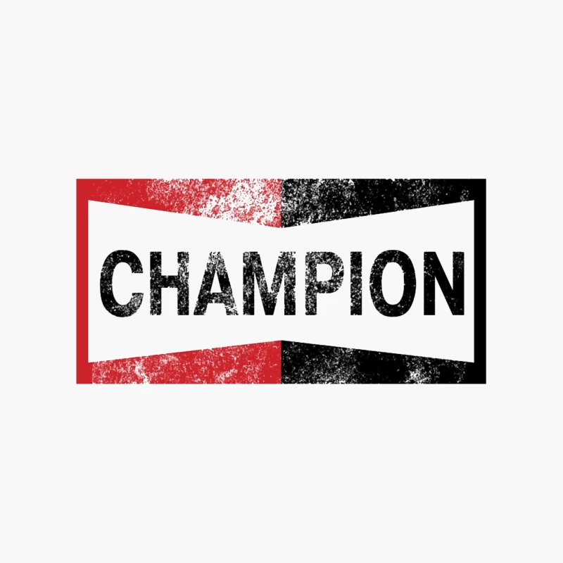 Champion Typography: Motivational Grunge Design in Red and Black Cotton Tote Bag