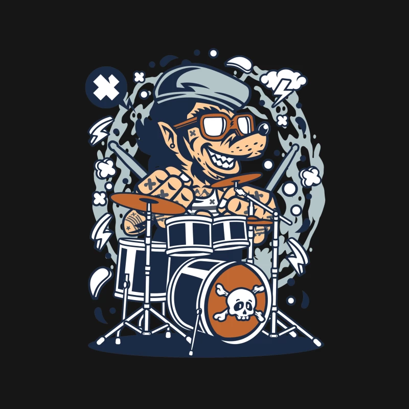 Batteur rock cartoon avec lunettes Femme T-Shirt