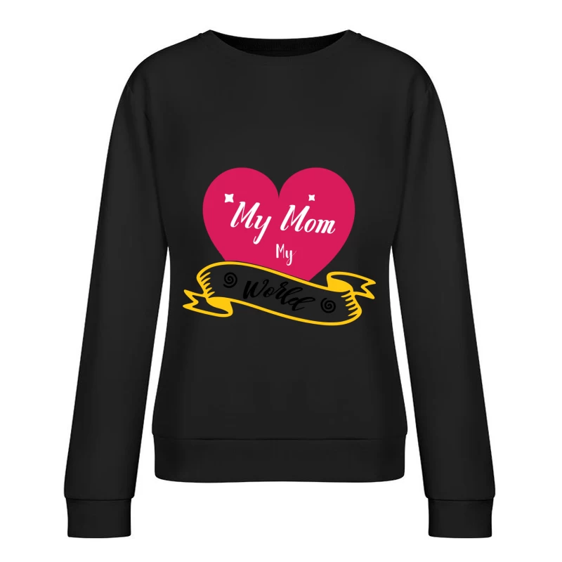 Cœur Maman en Rose avec Ruban Jaune Femme Sweat-shirt à enfiler