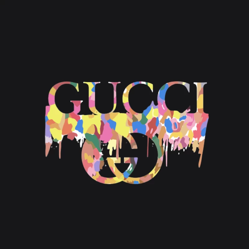 Buntes Gucci-Logo auf schwarzem Hintergrund Herren Pullover Hoodie