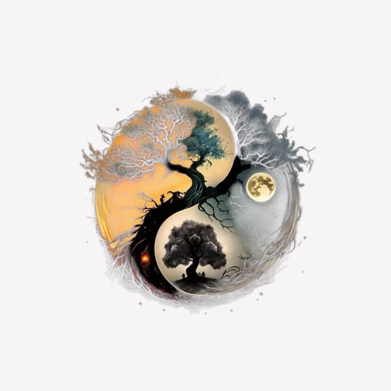 Yin Yang Tree Art Male T-Shirt