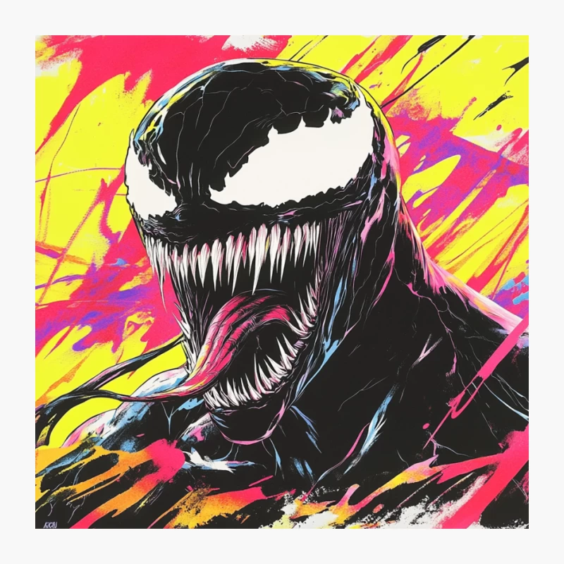 Venom: Fierce Marvel Alien Symbiote with Colorful Abstract Background Pin