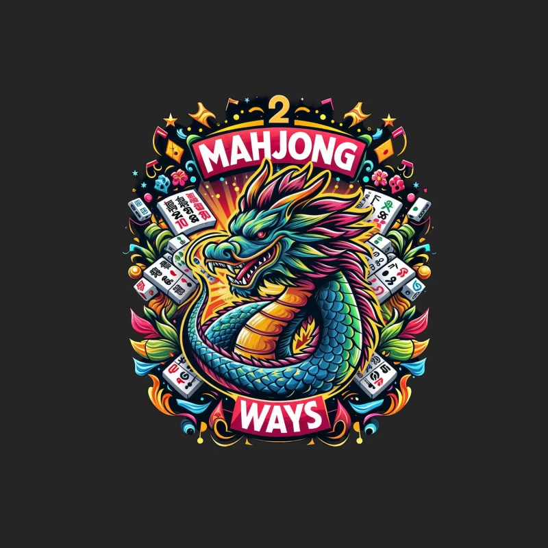 Majestic Dragon with Mahjong Tiles Male Pullover Sweatshirt
