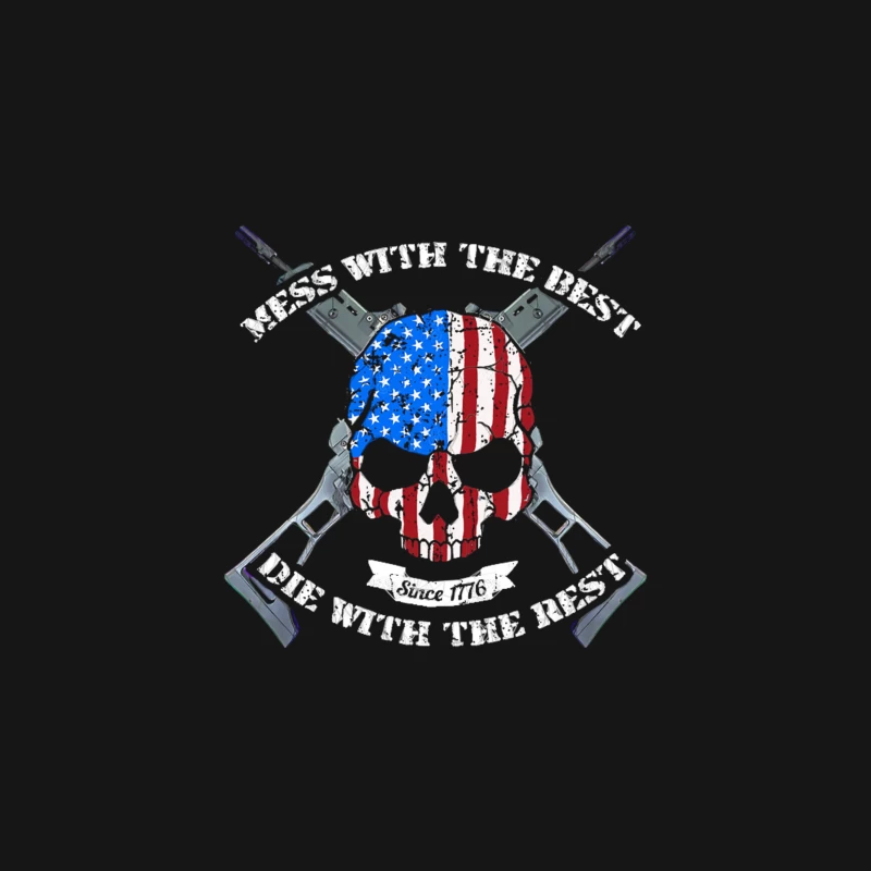 Patriotic American Military Emblem with Skull and Crossed Rifles Desk Mat