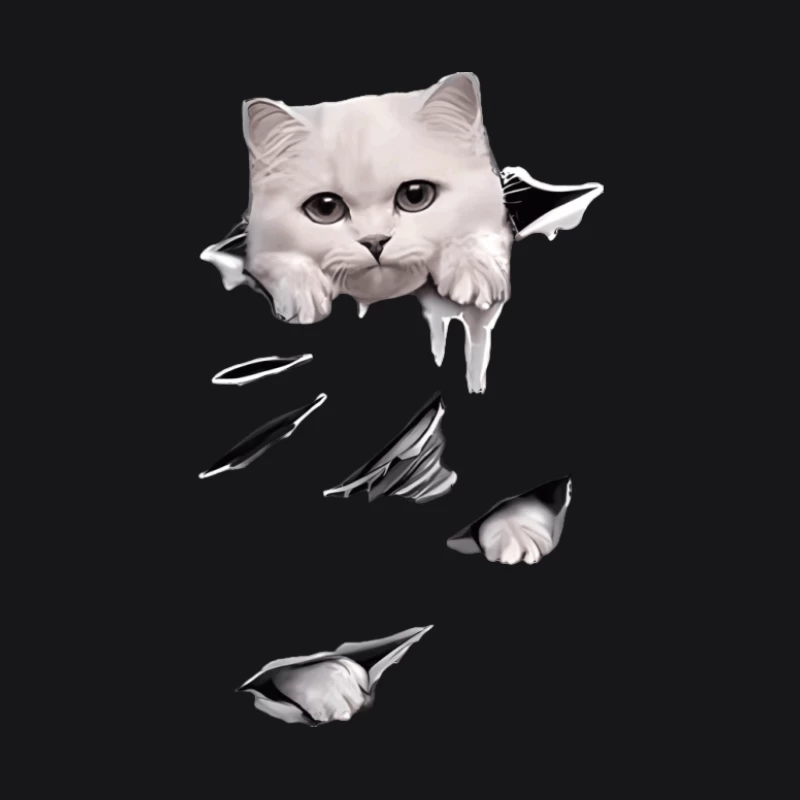 Niedlicher 3D-Katze durchbricht Papier Damen Pullover Hoodie