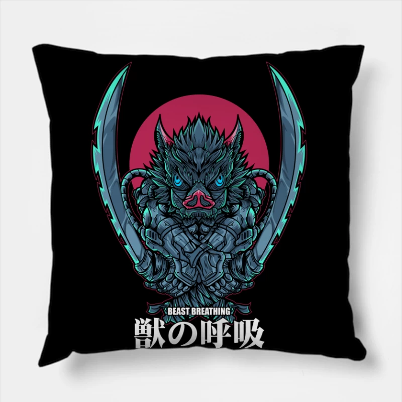 Beast Breathing Character Illustration Throw Pillow