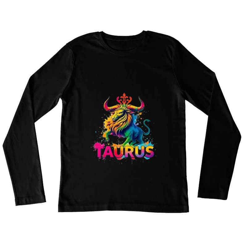 Colorful Taurus Zodiac Illustration Female Long Sleeve T-Shirt