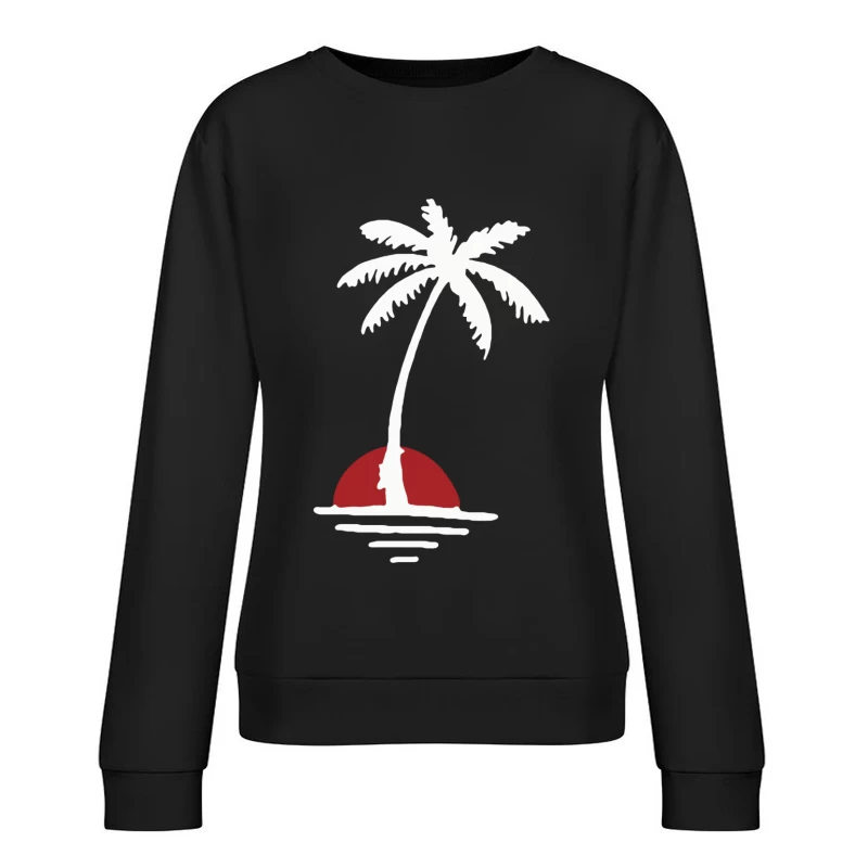 Palme bei Sonnenuntergang Damen Pullover Sweatshirt
