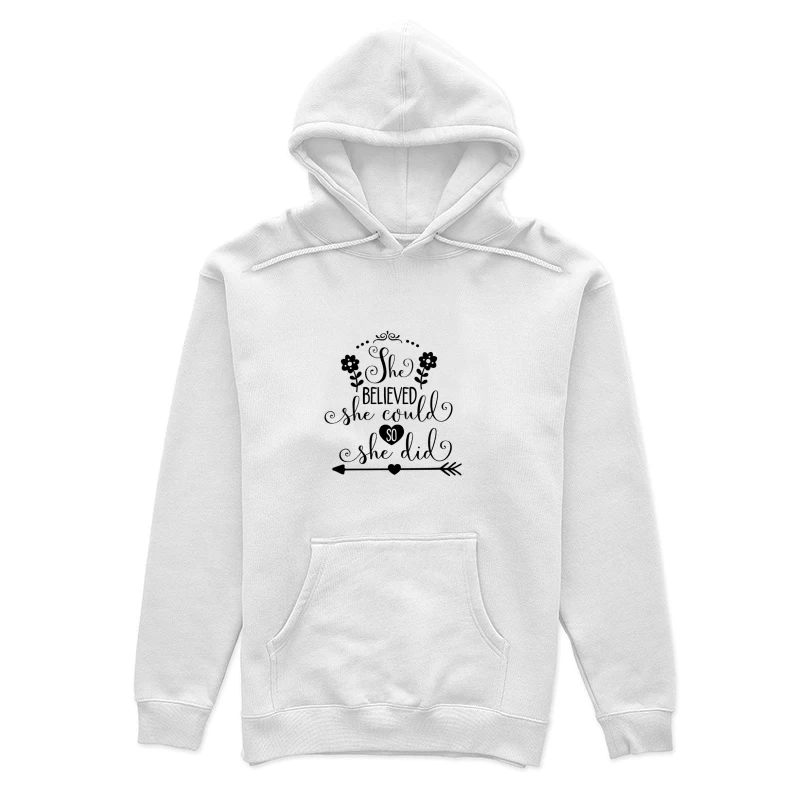 Typographie Minimaliste en Blanc sur Noir Femme Sweat à capuche