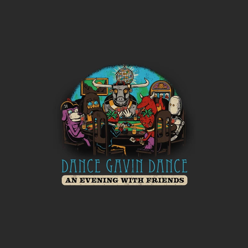 Dance Gavin Dance: Cartoon Characters Playing Poker Under Disco Ball Baseball Cap