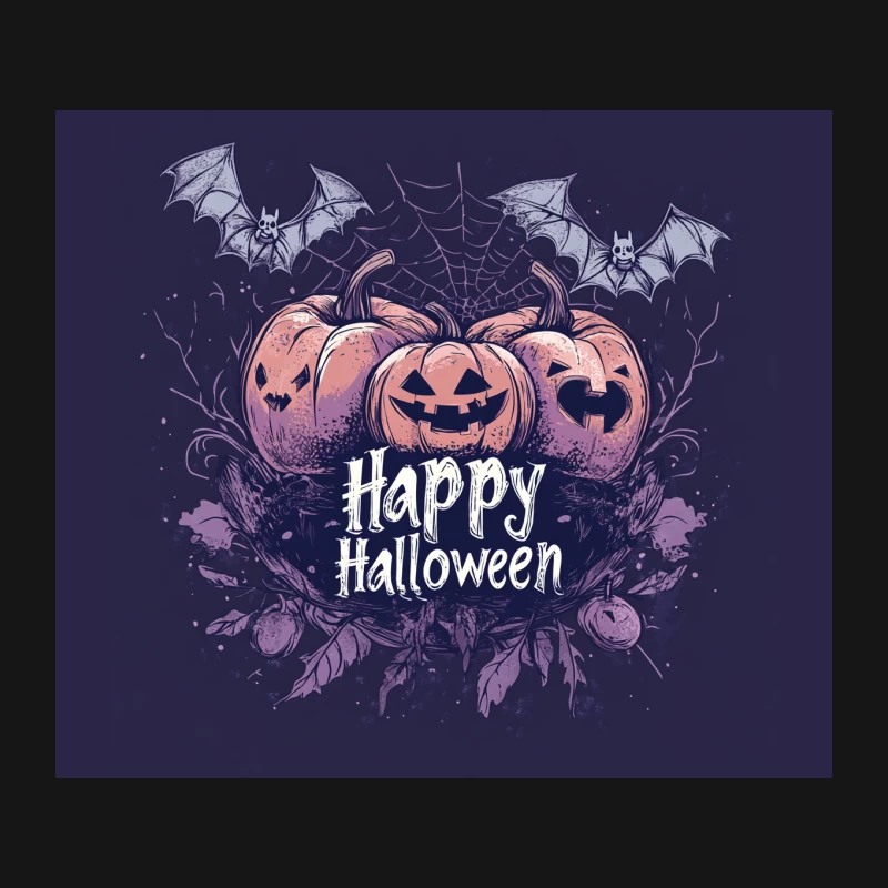 Spooky Halloween Night with Jack-o-Lanterns and Bats Mouse Pad