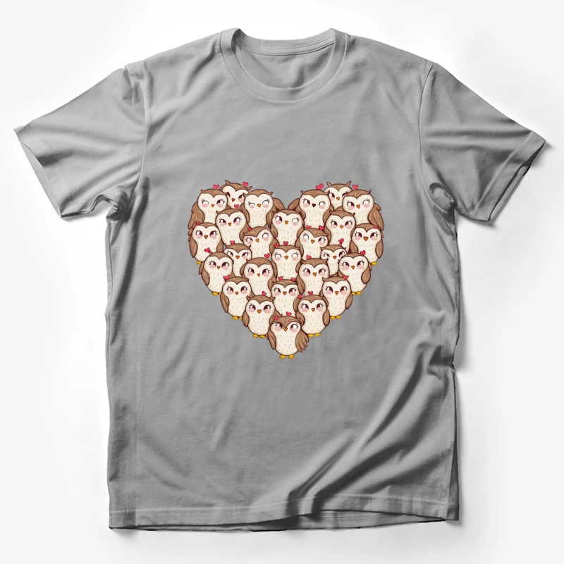 Cute Cartoon Owls in a Heart Shape Male T-Shirt