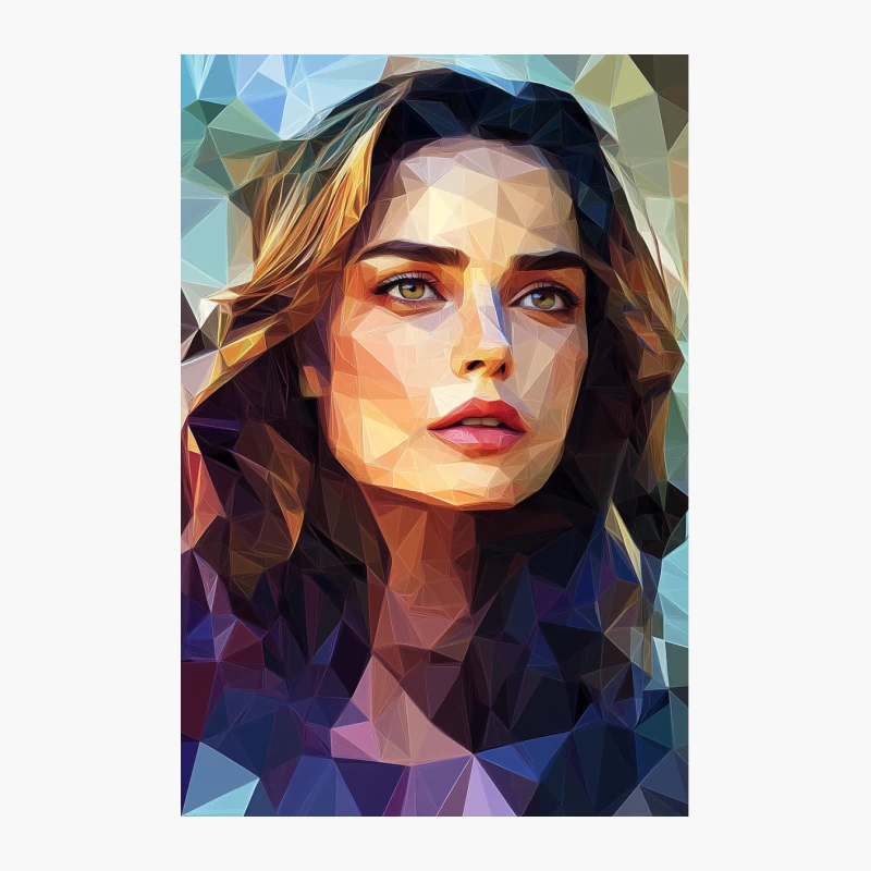Geometric Digital Portrait of Woman with Vibrant Colors Cotton Tote Bag