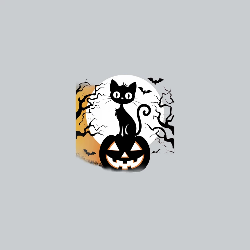Halloween Black Cat Sitting on Spooky Jack O'Lantern Baseball Cap