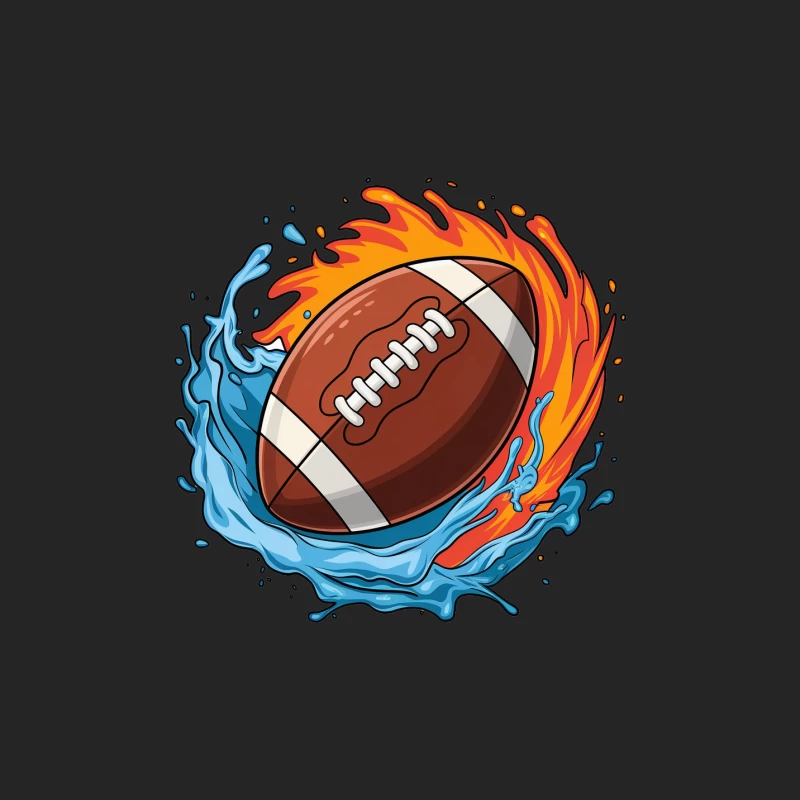 Dynamic American Football with Fire and Water Elements Female Pullover Sweatshirt