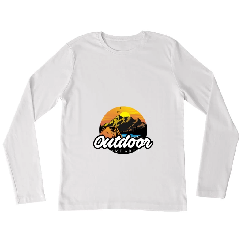 Campingplatz im Freien mit Zelten und Sonnenuntergang Damen Langarm T-Shirt