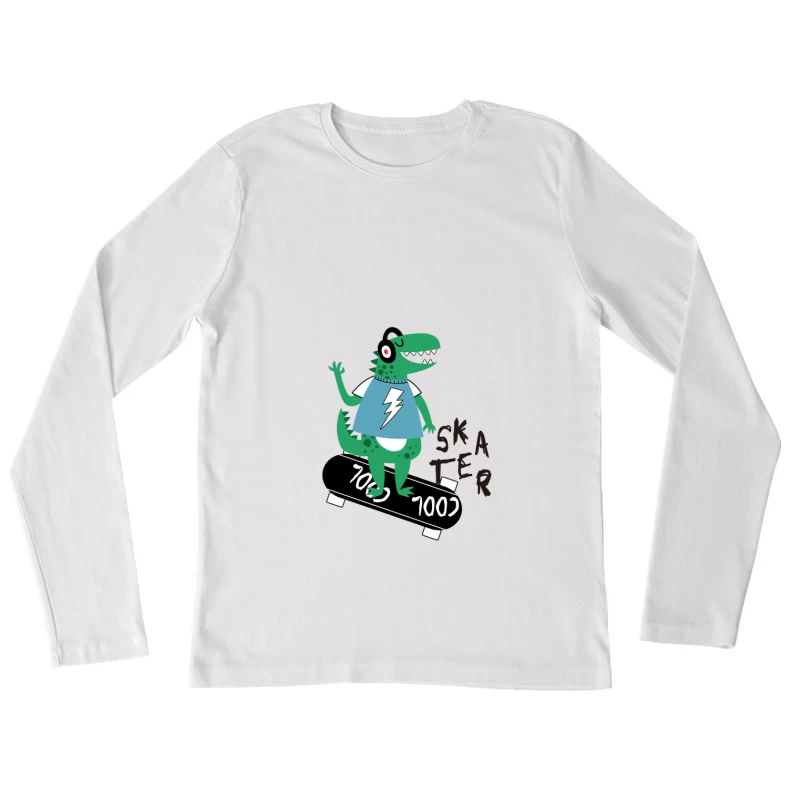 Dinosaurier Skater auf Skateboard Damen Langarm T-Shirt