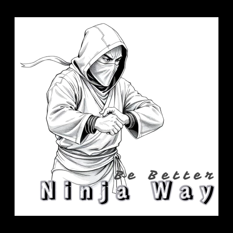 Masked Ninja Warrior in White Hood - The Ninja Way Throw Pillow