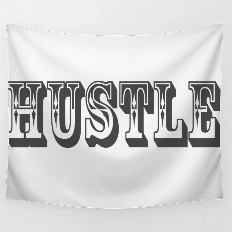 Bold Typography Design of the Word "Hustle" Tapestry