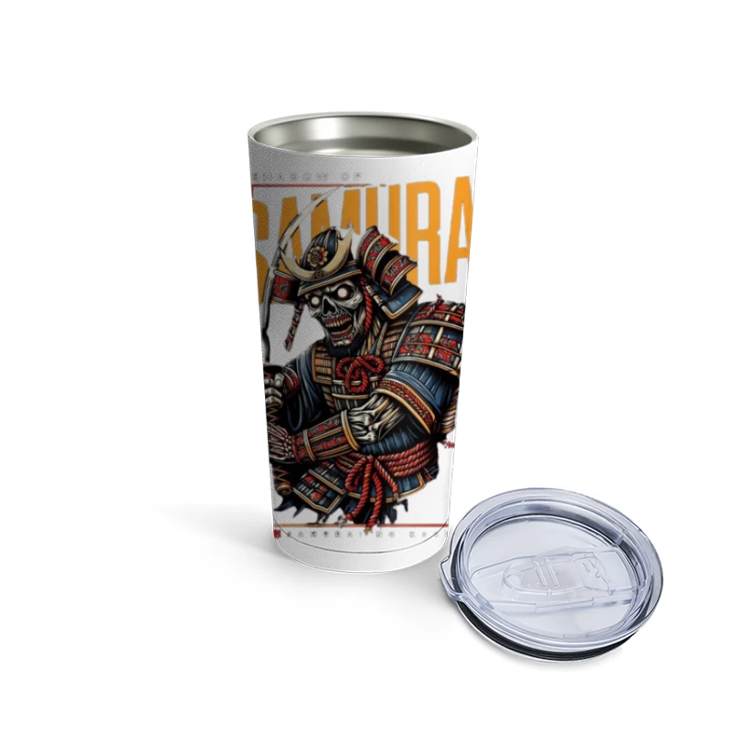 Undead Samurai Warrior in Traditional Armor - Japanese Digital Art Travel Mug