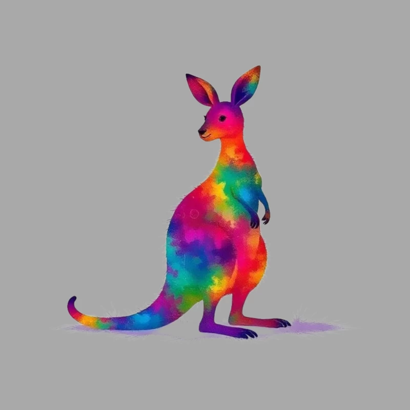 Rainbow Watercolor Kangaroo Art Female Pullover Hoodie