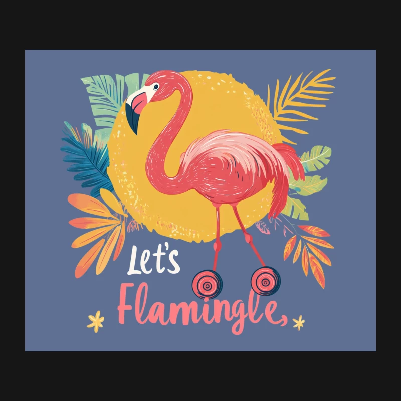 Whimsical Flamingle: Tropical Flamingo on Wheels Mouse Pad